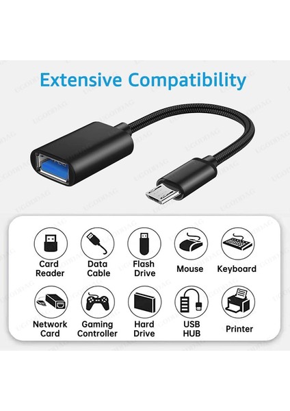 Mikro USB Fişi Altın Yaklaşık 15CM Mikro USB Otg Adaptörü Mikro USB Erkek - USB 2.0 Dişi Kablo Adaptörü Samsung Huawei Xiaomi Android Telefon Için USB Flash Sürücü (Yurt Dışından)