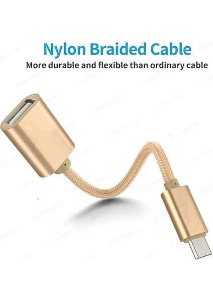 Mikro USB Fişi Altın Yaklaşık 15CM Mikro USB Otg Adaptörü Mikro USB Erkek - USB 2.0 Dişi Kablo Adaptörü Samsung Huawei Xiaomi Android Telefon Için USB Flash Sürücü (Yurt Dışından)