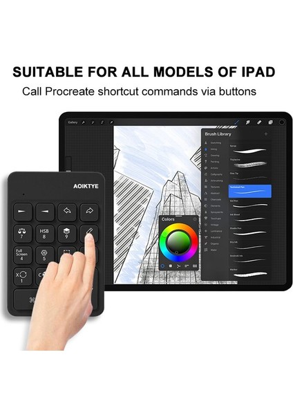 Procreate Için Pembe Aoiktye Kablosuz Klavye, Çizim Tableti Için El Klavyesi Şarj Edilebilir Bluetooth Bağlantı Klavyesi (Yurt Dışından)
