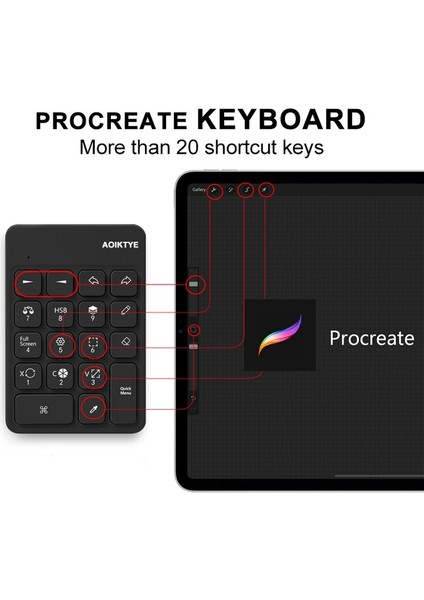 Procreate Için Pembe Aoiktye Kablosuz Klavye, Çizim Tableti Için El Klavyesi Şarj Edilebilir Bluetooth Bağlantı Klavyesi (Yurt Dışından) modelleri