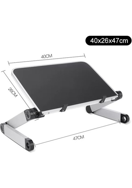 SIYAH(40X26CM) Adapdesk Ayarlanabilir Laptop Standı Alüminyum Yatak Ayaklı Masa Macbook Hava Desteği Dizüstü Standı Dizüstü Bilgisayar Tutucumasa Yükseltici (Yurt Dışından)