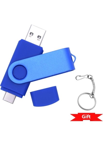 Mavi 32GB Yeni 2 In 1 Type-C Kalem Sürücü 256GB USB Memory Stick 128GB 64GB Pendrive 32GB USB 2.0 Flash Sürücü Android Telefon/pc Için (Yurt Dışından)