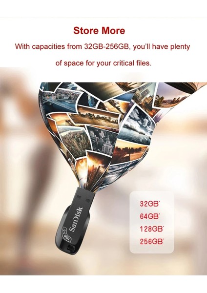 CZ410-1 Adet 128GB Sandisk Flash Sürücü 100MB/S USB 3.0 32GB 64GB 128GB 256GB CZ410 Ultra Shift Siyah Memory Stick U Disk Mini Pendrive Bilgisayar Için (Yurt Dışından)