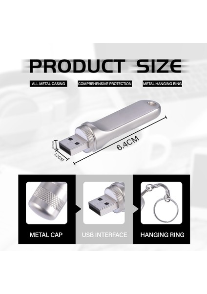Gümüş 128GB Jaster Mikrofon USB 3.0 Flash Sürücüler 128GB Mini Metal Bellek Çubuğu 64GB Altın Kalem Sürücüsü 32GB Yaratıcı Hediye Gümüş Pendrive 8g (Yurt Dışından) modelleri