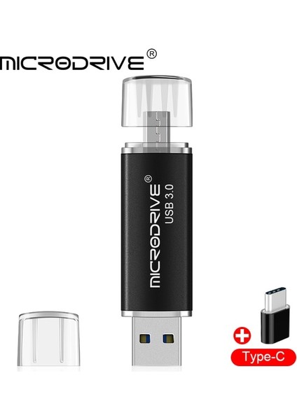 Siyah 64GB Usb3.0 Otg USB Flash Sürücü 3'ü 1 Arada Iphone/ipad/android/pc/type-C 128GB 64GB 32GB 16GB Kalem Sürücü Yüksek Hızlı Pendrive (Yurt Dışından)