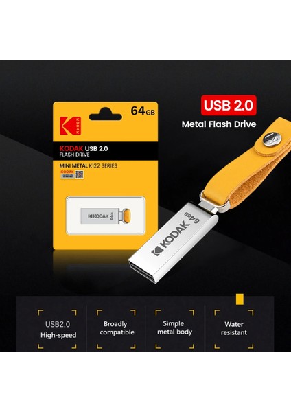 16 GB Orijinal Kodak K122 Metal USB Flash Sürücü 16 GB 32 GB 64 GB Memory Stick Kalem Sürücü Usb2.0 Yüksek Flash Disk U Disk Pc Laptop Için (Yurt Dışından)