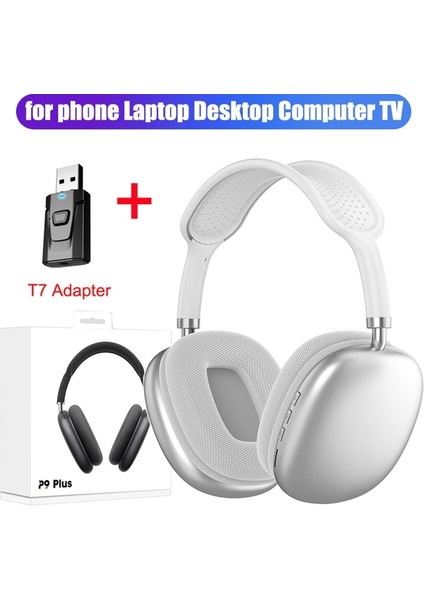 P9-Beyaz T7 Adaptörü P9 Pro Kablosuz Bluetooth Kulaklıklar Mikrofonlu Stereo Kulak Içi Spor Oyun Kulaklıkları Cep Telefonu Laptop Tv Ps4 Için Destek Tf (Yurt Dışından)