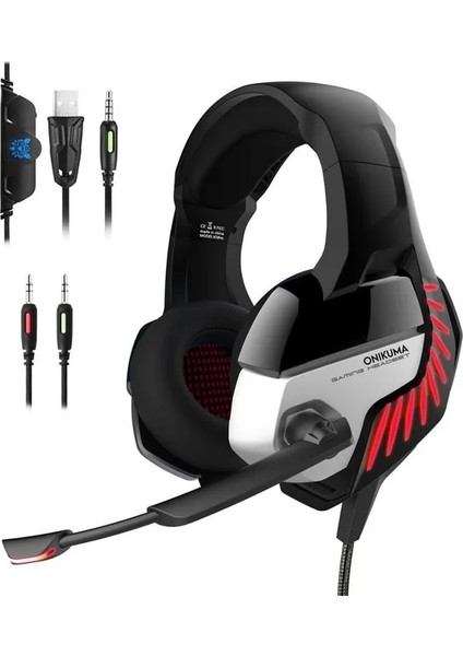 Kırmızı Kabarcık Çanta Onıkuma K5 Pro Oyun Kulaklıkları Stereo Oyun Mikrofonlu Kulaklık USB 3.5mm Kablolu Dizüstü Bilgisayar Pc Için Ps4 Xbox (Yurt Dışından)