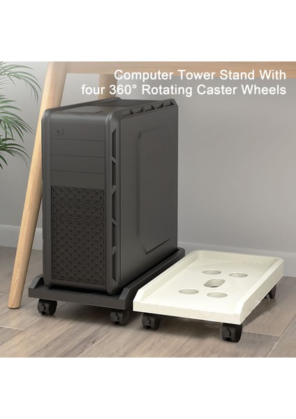 A Tipi Siyah Bilgisayar Kulesi Standı Mobil Pc Kulesi Zemin Standı, 4 Tekerlekli Tekerleği 360 Dönen Veya Bilgisayar Masası Altında Tek Yön Hareketli (Yurt Dışından)