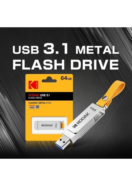USB 3.1 256GB Kodak USB 3.1 Flash Yüksek Hızlı Sürücü Mavi Kalem Sürücü 64GB U Stick 32GB 16GB Android Için Pendrive Flash Disk Mikro/pc Adaptörlü (Yurt Dışından)