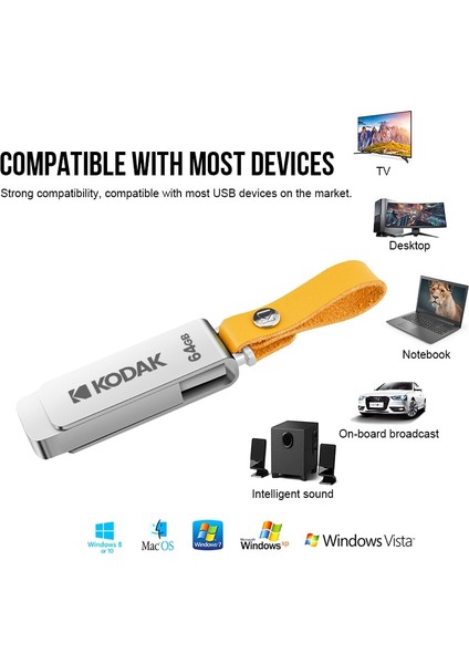 USB 3.1 256GB Kodak USB 3.1 Flash Yüksek Hızlı Sürücü Mavi Kalem Sürücü 64GB U Stick 32GB 16GB Android Için Pendrive Flash Disk Mikro/pc Adaptörlü (Yurt Dışından)