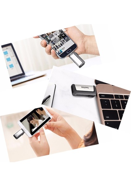 Siyah 16GB Sandisk USB Flash Sürücü Kalem Sürücü Disk Çift Sürücü USB 32GB Memory Stick Tip-C Otg USB 3.1 16G 64GB 128GB Yüksek Kaliteli USB Stick (Yurt Dışından)
