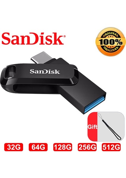 Sdddc3-1pcs 128GB Sandisk Type C USB 3.1 Flash Sürücü Otg USB Stick 64GB 32GB Pendrive 128GB Kalem Sürücü 256GB USB Bellek 512GB Telefon Için Anahtarlı Disk (Yurt Dışından)