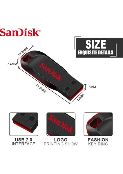 64GB 100% Orijinal Sandisk USB 2.0 CZ50 Mini Kalem Sürücü 64GB 32GB 16GB USB Flash Sürücü Memory Stick U Disk USB Anahtar Pendrive (Yurt Dışından) fiyatları