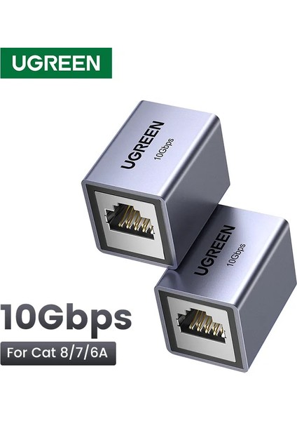 2 Adet Ugreen RJ45 Konektörü 10 Gbps Ağ Genişletici Uzatma Cat8 Cat7 Cat6 Ethernet Kablosu Adaptörü Gigabit Dişi Kadın (Yurt Dışından)