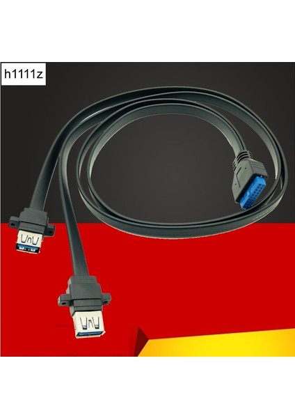 Siyah 0.8 M H1111Z Konektörü USB 3.0 Panel Montajlı Çift Bağlantı Noktalı USB 3.0 Dişi Vida Panel Montajlı Anakart 20 Pin Başlık Düz Kablo Kablosu Yenı (Yurt Dışından)