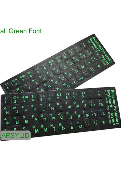 Tüm Yeşil Yazı Tipi 12 Adet Su Geçirmez Rus Dili Klavye Çıkartmalar Düzeni Düğme Harfler Alfabe Bilgisayar Klavye Için Koruyucu Film (Yurt Dışından)