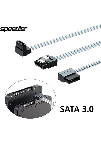 Aşağı-Sağ 70CM Gümüş Sata 3.0 Veri Kablosu Sata Iıı Sata 3 Kablo 10CM-2M Kilitleme Mandallı Düz Sağa Sola Yukarı Aşağı Açı 90 Derece 6gb (Yurt Dışından)