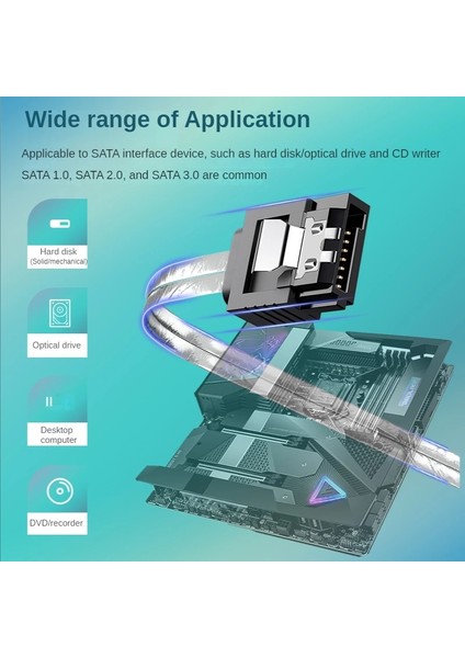 Aşağı-Sağ 70CM Gümüş Sata 3.0 Veri Kablosu Sata Iıı Sata 3 Kablo 10CM-2M Kilitleme Mandallı Düz Sağa Sola Yukarı Aşağı Açı 90 Derece 6gb (Yurt Dışından)