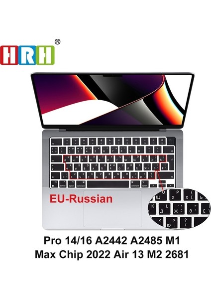 Pro 14 16 Hava 13 Rusça Silikon Klavye Kapak Macbook Air 12 13 14 15 16 Pro Dokunmatik Çubuk A1932 A2338 A1706 A2159 A2485 A2681 Koruyucu Cilt (Yurt Dışından)