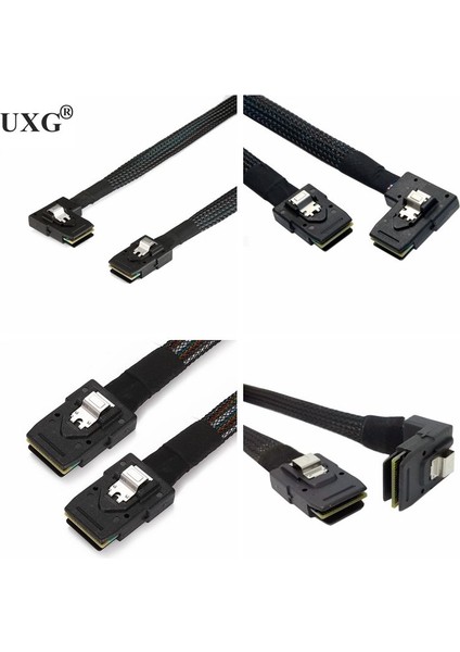 Aşağı 50CM 90 Derece Sağ Sol Aşağı Açı L Tipi Sata Kablosu Mini Sas Kablosu Mini Sas 36P - 36 Pin SFF-8087 - SFF8087 Hd Veri Kablosu 0.5m (Yurt Dışından)