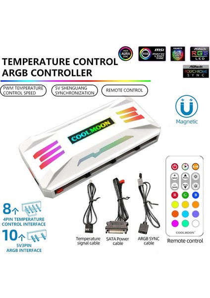 Müzikal Ritim Beyaz P-Argb Denetleyici 4-Pin Pwm Sıcaklık Kontrolü 5V 3-Pin Senkronizasyon Kablosuz Uzaktan Kumanda Şasi Fan Hub (Yurt Dışından) indirimleri