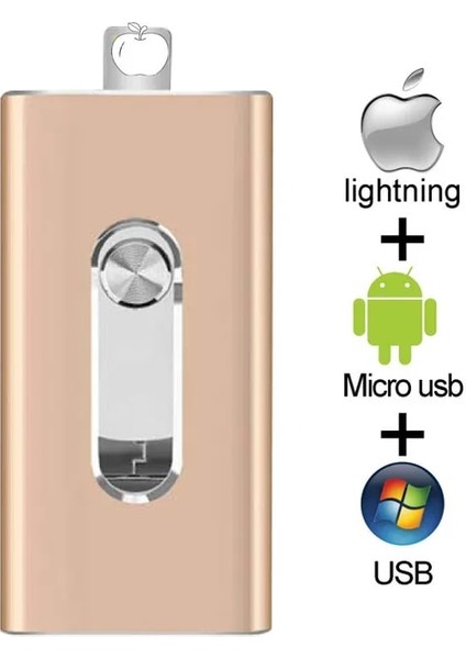 Altın 512GB Otg USB Flash Sürücü Apple iPhone iPad Ipod Mobil Için USB Flash Disk USB Sopa Flash Kalem Sürücü 128G 64GB 32GB 16GB USB Flash 3.0 (Yurt Dışından)