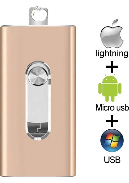 Altın 512GB Otg USB Flash Sürücü Apple iPhone iPad Ipod Mobil Için USB Flash Disk USB Sopa Flash Kalem Sürücü 128G 64GB 32GB 16GB USB Flash 3.0 (Yurt Dışından)