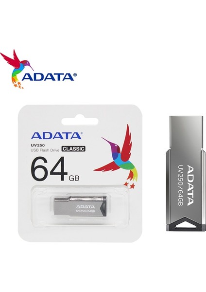 32GB Adata USB 2.0 Metal Memory Stick 32GB Flash Sürücü 16GB Pendrive 64GB Flash Disk Bilgisayar Için 100% Orijinal UV250 (Yurt Dışından)