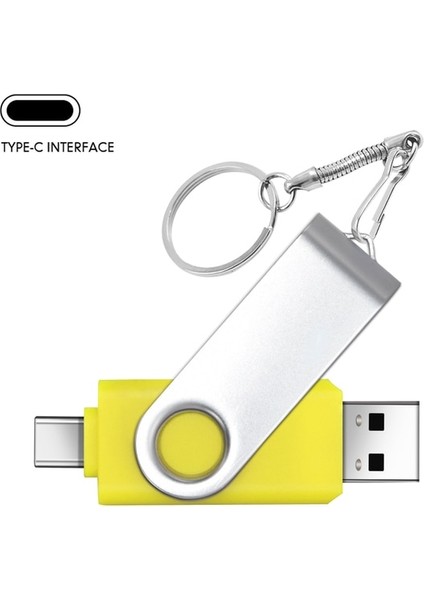 Sarı Type-C 128GB Metal Otg 2 In 1 Kalem Sürücü 64GB Mikro USB Bellek Çubuğu 32GB Pendrive 16GB Type-C Adaptör USB Flash 8gb Cle USB Flash Sürücü 4gb (Yurt Dışından)