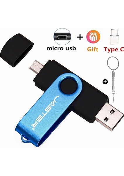Mavi 64 GB Jaster 3 In 1 USB Flash Sürücü Type-C Adaptörleri Hediyeler Kalem Sürücü Otg Memory Stick U Disk Android Smartphone Pc Için 16G 32G 64 GB (Yurt Dışından)