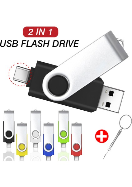 Beyaz Type-C 16GB Metal Otg 2 In 1 Kalem Sürücü 64GB Mikro USB Bellek Çubuğu 32GB Pendrive 16GB Type-C Adaptör USB Flash 8gb Cle USB Flash Sürücü 4gb (Yurt Dışından)