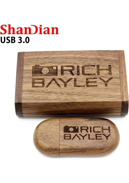 Ceviz 64GB Ücretsiz Özel Logo USB 3.0 Flash Sürücü 4GB/8GB/16GB/32GB/64GB Kalem Sürücüler Düğün Fotoğrafçılığı Hediye Kutusu Memory Stick Gerçek Kapasite (Yurt Dışından) modelleri