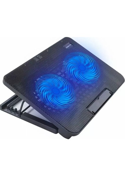 N99 Çift Fanlı Laptop Soğutucu Mavi LED Işıklı Ayarlanabilir Dizüstü Notebook Bilgisayar Stand 17" Uyumlu