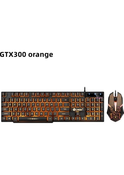 GTX300 Turuncu Gtx 300 104 Tuşlu Arkadan Aydınlatmalı Oyun Klavyesi E-Spor Mekanik Dokunmatik Masaüstü Bilgisayar Aksesuarları USB Kablolu Klavye ve Fare Seti (Yurt Dışından)