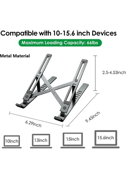 Uzay-Gri Urgrico Tablet Için Ayarlanabilir Dizüstü Bilgisayar Standı Dizüstü Standı MacBook Için Katlanabilir Alüminyum Dizüstü Bilgisayar Tutucu Hp Dell (Yurt Dışından)