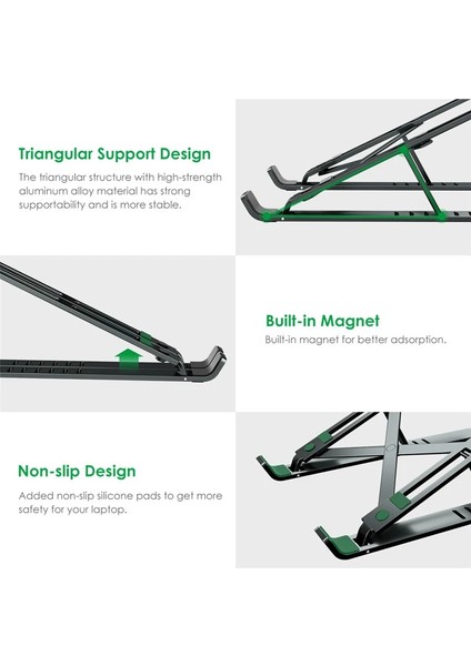 Uzay-Gri Urgrico Tablet Için Ayarlanabilir Dizüstü Bilgisayar Standı Dizüstü Standı MacBook Için Katlanabilir Alüminyum Dizüstü Bilgisayar Tutucu Hp Dell (Yurt Dışından) modelleri