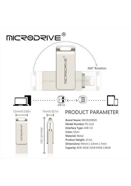 Gümüş 64GB USB 3.0 Pendrive 32GB 64GB 128GB 256GB Flash Sürücü Kişiselleştirilmiş Kalem Sürücü iphone ipad Pc Için (Yurt Dışından) modelleri