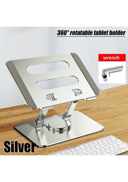 Gümüş Outmıx Dizüstü Bilgisayar Standı 360° Dönebilen Dizüstü Tablet Tutucu Kaldırılabilir Alüminyum Alaşımlı Stand, 10-17,3 "dizüstü Tablet ile Uyumlu (Yurt Dışından)