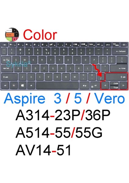 Renkli Klavye Kapak Için Acer Aspire 3 5 7 Vero 1 A114 A314 A514 AV14 R3 R5 E1 E5 Es1 V3 V5 V7 Ec Silikon Koruyucu Kılıf 14 Inç (Yurt Dışından)