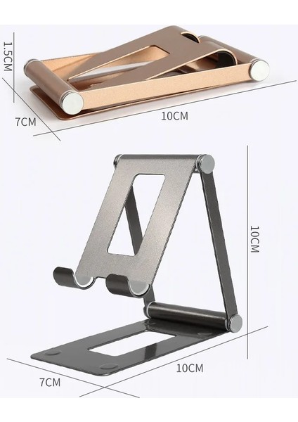 Çift Kat Altın Metal Masaüstü Tablet Tutucu Masa Mobil Katlanabilir Uzatın Destek Masası IPhone IPad Için Cep Telefonu Tutucu Standı Ayarlanabilir Standlar (Yurt Dışından)