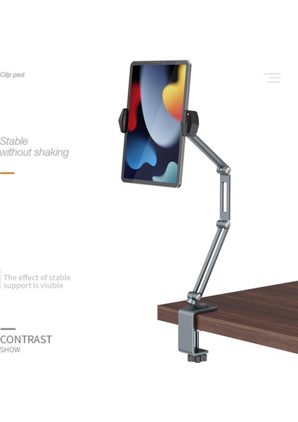 P60 Gri Masaüstü Ayarlanabilir Uzun Kol Katlanabilir Tablet Standı Alüminyum Cep Telefonu Tutucu Çok Açılı Rotasyon 4-13 '' Yatak Masası iPad Standı (Yurt Dışından)