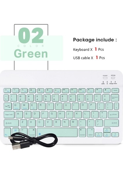 Yeşil-Hayır Fare Bluetooth Klavye iPad Xiaomi Samsung Huawei Tablet Dizüstü Ios Android Rusça Arapça Kore Taşınabilir Kablosuz Klavye (Yurt Dışından)