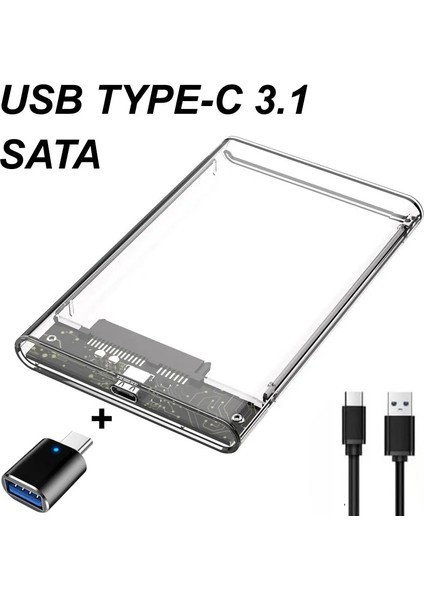 USB 2.0 USB Type-C 2.0/3.0/3.1 Şeffaf Araç Ücretsiz 2.5 Inç Gen2 10/5gbps Sata Iıı Harici Sabit Disk HDD Muhafaza SSD Kasa Kutusu Uasp (Yurt Dışından)