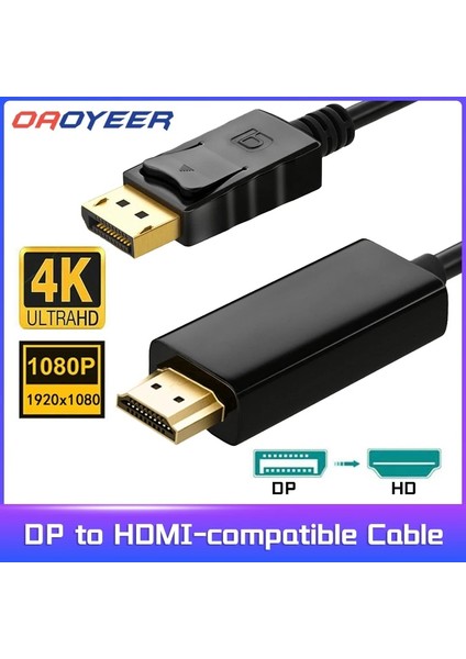 2k Mını Dp - Hdmıw 3m Dp - HDMI Uyumlu Kablo 4K 1080P 30Hz Displayport - Hd Adaptör Ekran Bağlantı Noktası Video Ses Pc Hdtv Projektör Dizüstü Bilgisayar Için (Yurt Dışından)