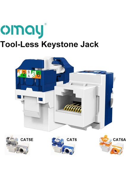 CAT6A 5 Adet Omay RJ45 Keystone Jack, Cat6 CAT5E CAT6A Aracı Ücretsiz Kendinden Kilitleme Modülü Adaptörü Hiçbir Punch-Down Aracı Bağlantı Elemanları (Yurt Dışından)
