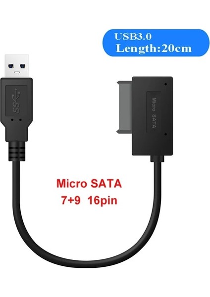 Usb3.0 20CM 16PIN USB 2.0 Mini Sata Iı 13PIN Adaptör Dönüştürücü Kablosu Dizüstü Bilgisayar Için Cd/dvd Rom Slimline Sürücü Adaptör Kablosu Dizüstü Bilgisayar Için 16PIN 3.0 (Yurt Dışından)