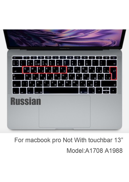 A1708 A1534 Ab Rus Euus-Enter Klavye Kapak Koruyucu Macbook Pro 13AIR 11 12 15 Dokunmatik Çubuk Modeli A1706/A1466 A1707/A1990/A2289/A1534 (Yurt Dışından)
