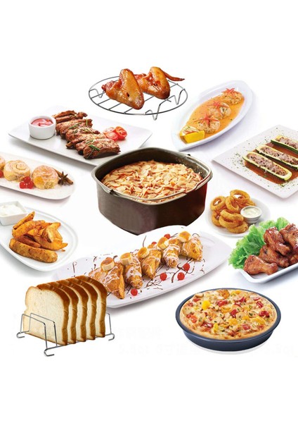 6'lı Hava Fritöz Aksesuar Seti 9 Inç (22 Cm) Philips Xxl HD9630, HD9650, HD9867 ile Uyumlu (Yurt Dışından)