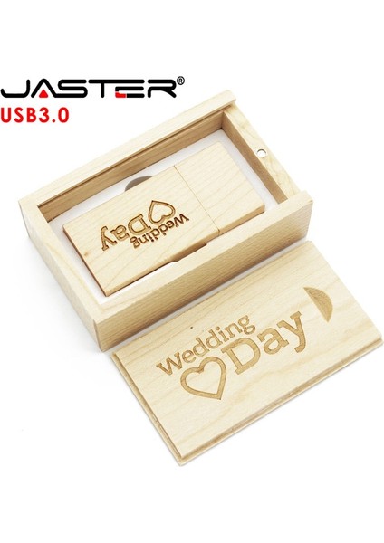 Gül 64GB Jaster USB 3.0 Ahşap Flash Sürücü Pendrive Memory Stick + Hediye Kutusu 4gb 8gb 16GB 32GB 64GB U Disk Düğün Hediyesi Ücretsiz Özel Logo (Yurt Dışından)